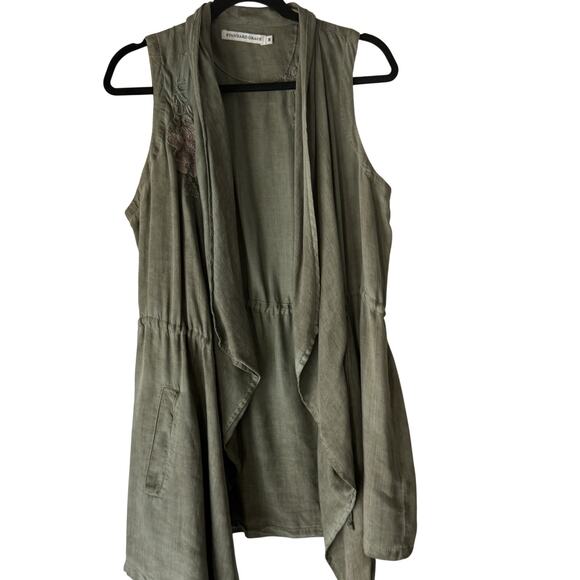 Standard Grace Vest Womens Medium Sleeveless Waterfall Drape Floral Embroidered - Picture 1 of 9